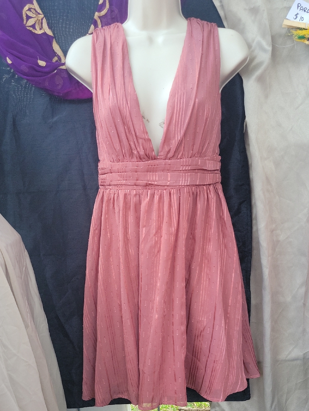 Lulu's Rose-Pink Plunging V-Neck Mini Dress